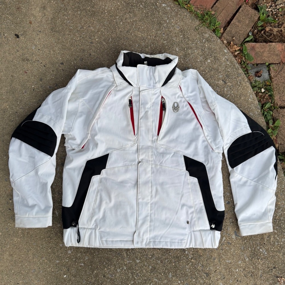 Spyder Mens XL Ski Jacket Dermizax-EV X-Static White Black Red Colorblock Coat